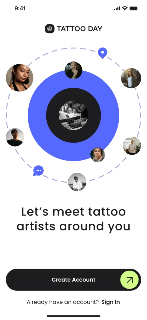 Onboarding: Let’s meet tattoo artists around you