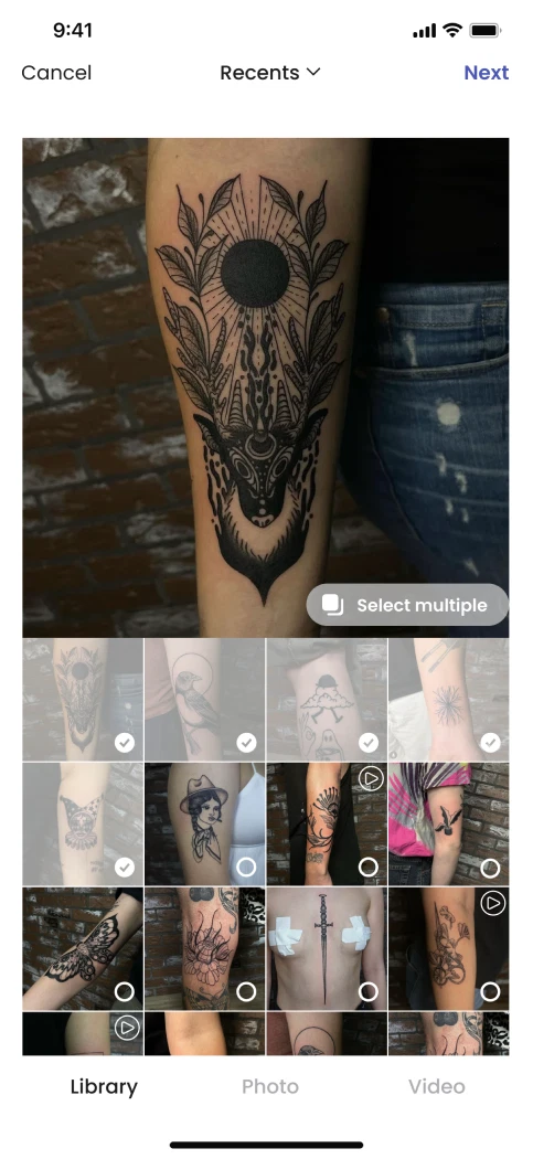 Photo library with Select multiple enabled