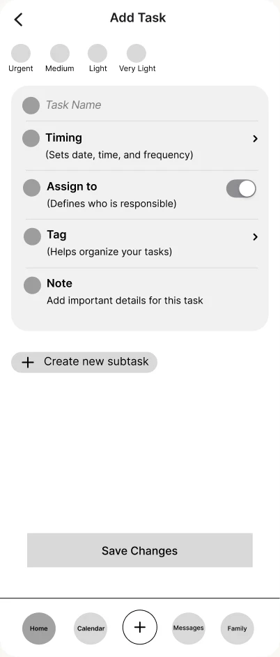Low-fidelity wireframe, Tasks 6.0 add task: add task form
