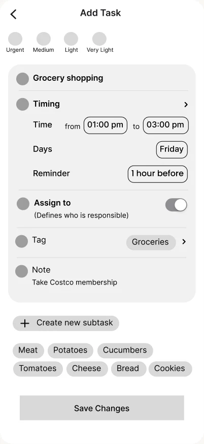 Low-fidelity wireframe, Tasks 6.1.5 filled: add task form filled in